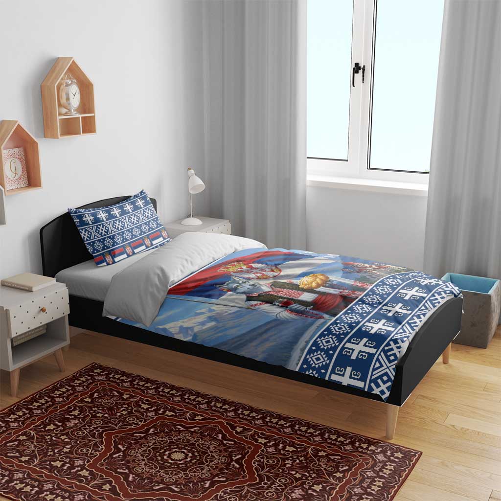 Serbia Christmas Wolf Bedding Set Vuk Serbian Mascot - Wonder Print Shop