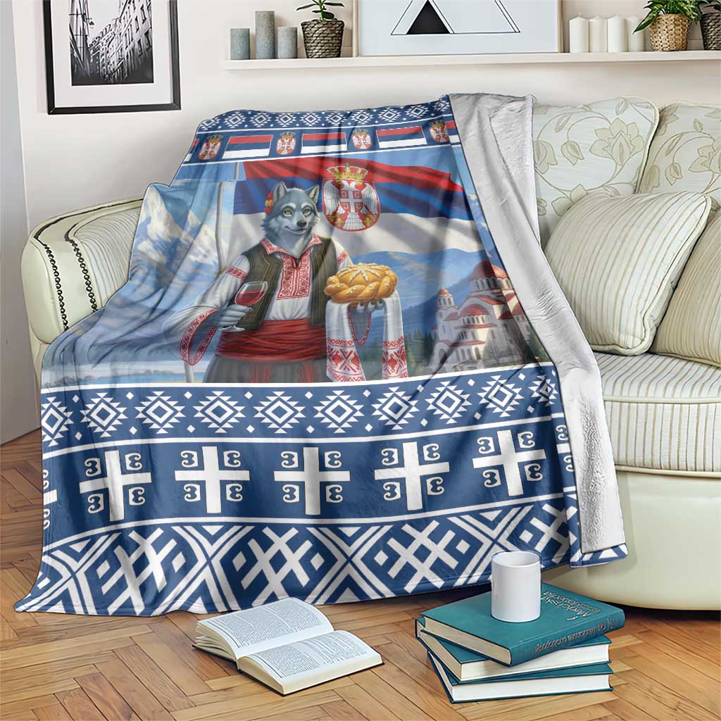 Serbia Christmas Wolf Blanket Vuk Serbian Mascot - Wonder Print Shop