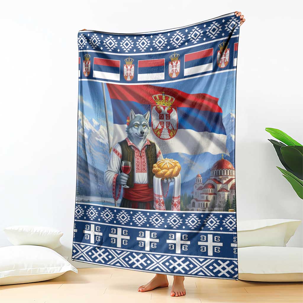 Serbia Christmas Wolf Blanket Vuk Serbian Mascot - Wonder Print Shop