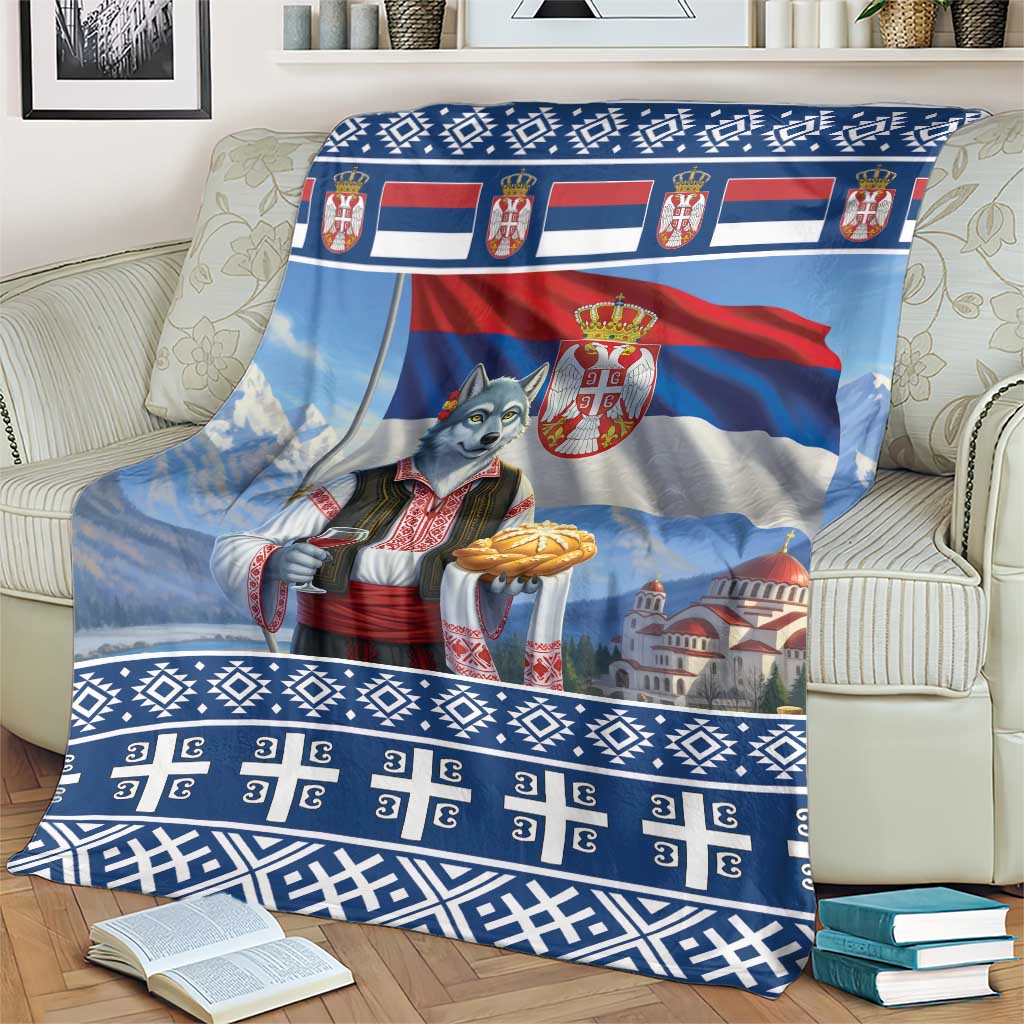 Serbia Christmas Wolf Blanket Vuk Serbian Mascot - Wonder Print Shop
