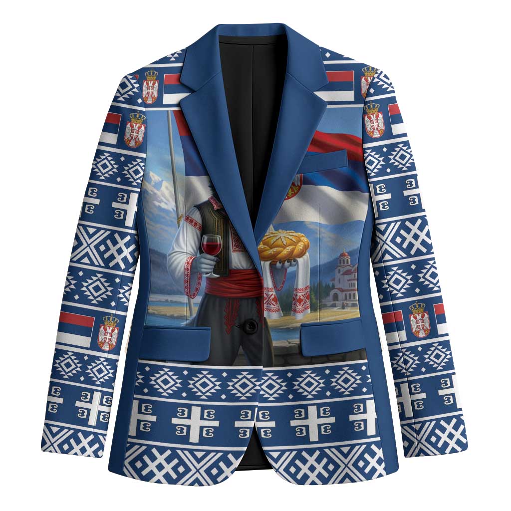 Serbia Christmas Wolf Blazer Vuk Serbian Mascot - Wonder Print Shop