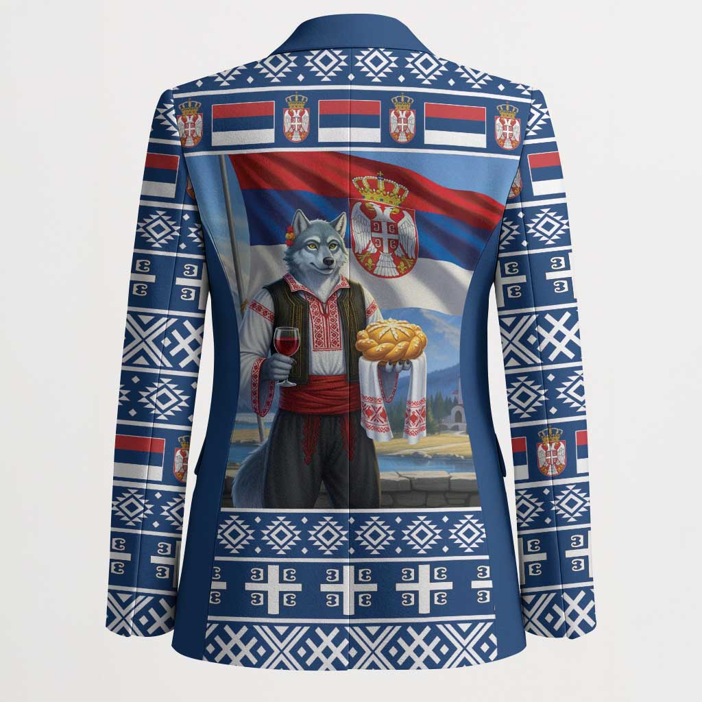 Serbia Christmas Wolf Blazer Vuk Serbian Mascot - Wonder Print Shop