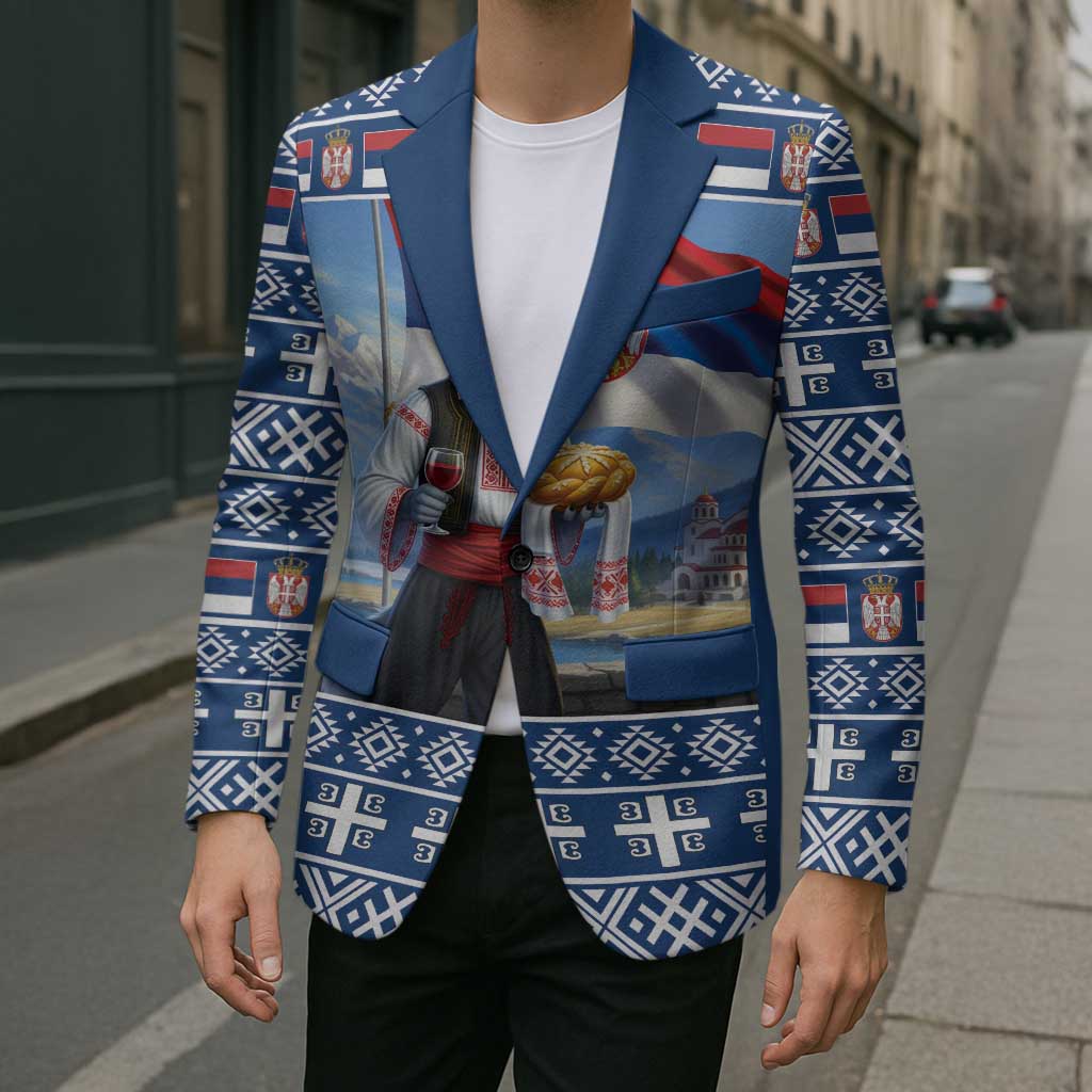 Serbia Christmas Wolf Blazer Vuk Serbian Mascot - Wonder Print Shop