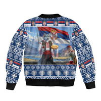 Serbia Christmas Wolf Bomber Jacket Vuk Serbian Mascot - Wonder Print Shop