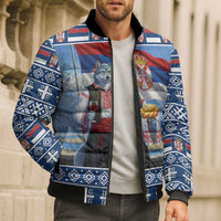 Serbia Christmas Wolf Bomber Puffer Jacket Vuk Serbian Mascot - Wonder Print Shop