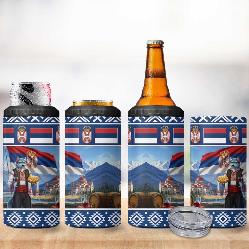 Serbia Christmas Wolf 4 in 1 Can Cooler Tumbler Vuk Serbian Mascot - Wonder Print Shop