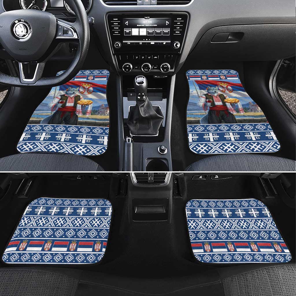 Serbia Christmas Wolf Car Mats Vuk Serbian Mascot - Wonder Print Shop