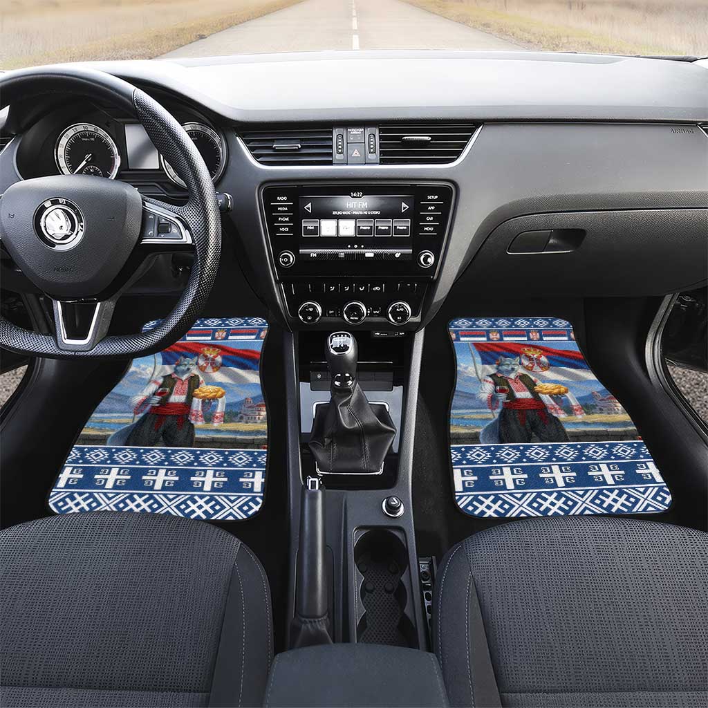 Serbia Christmas Wolf Car Mats Vuk Serbian Mascot - Wonder Print Shop
