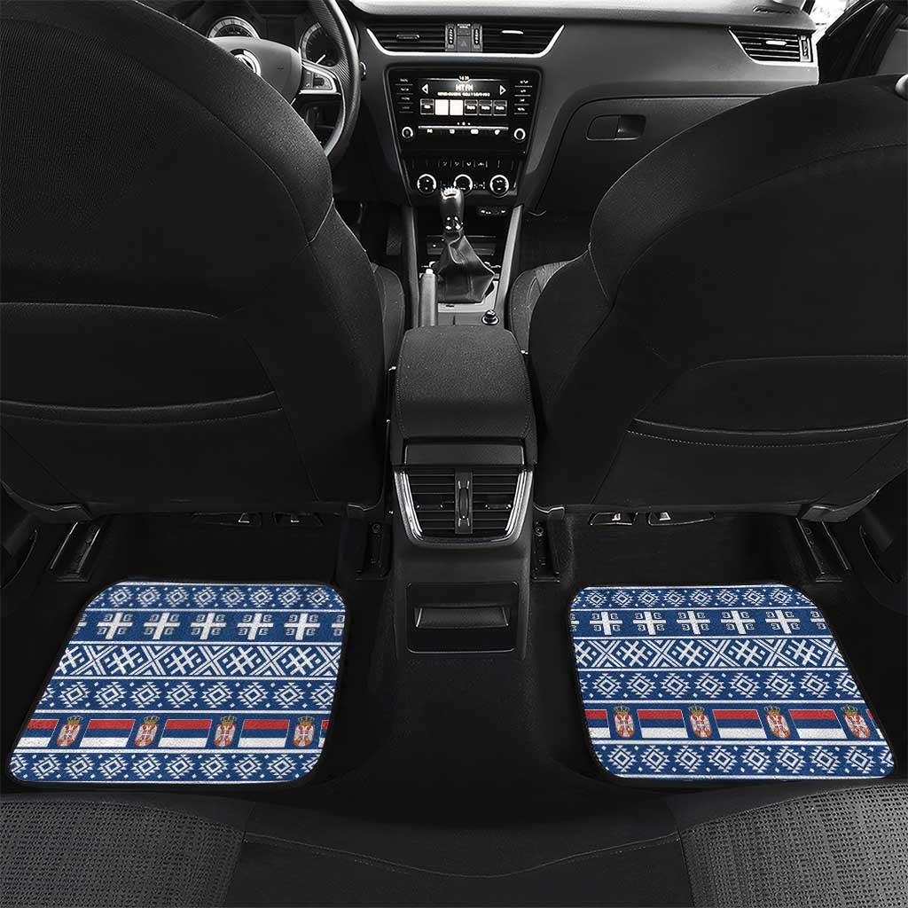 Serbia Christmas Wolf Car Mats Vuk Serbian Mascot - Wonder Print Shop