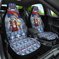 Serbia Christmas Wolf Car Seat Cover Vuk Serbian Mascot - Wonder Print Shop
