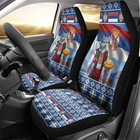 Serbia Christmas Wolf Car Seat Cover Vuk Serbian Mascot - Wonder Print Shop