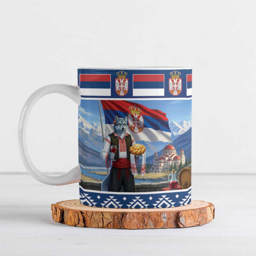 Serbia Christmas Wolf Ceramic Mug Vuk Serbian Mascot - Wonder Print Shop