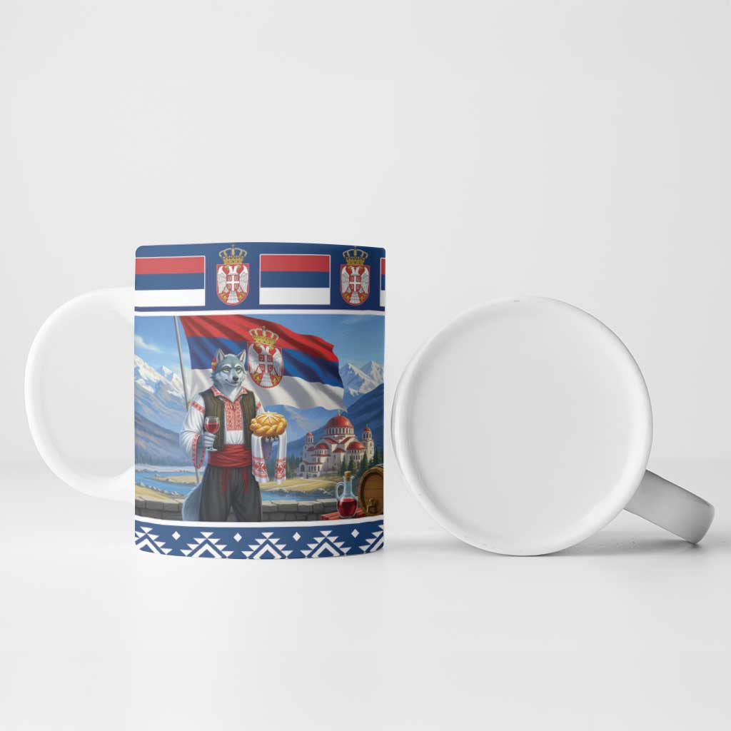 Serbia Christmas Wolf Ceramic Mug Vuk Serbian Mascot - Wonder Print Shop