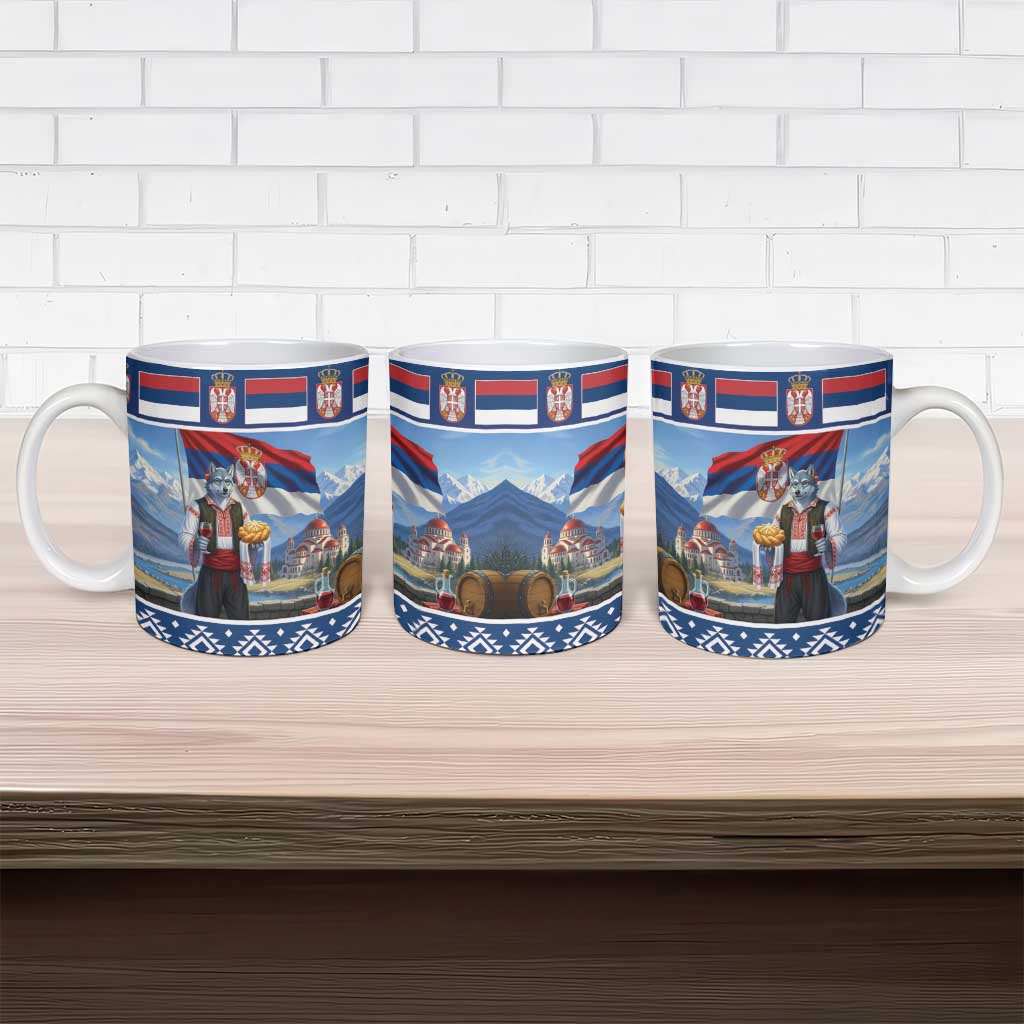 Serbia Christmas Wolf Ceramic Mug Vuk Serbian Mascot - Wonder Print Shop