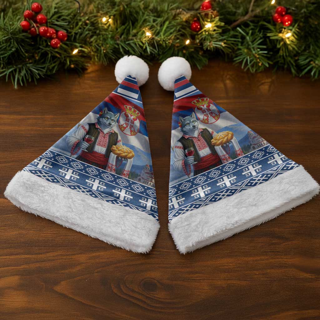 Serbia Christmas Wolf Christmas Santa Hat Vuk Serbian Mascot - Wonder Print Shop