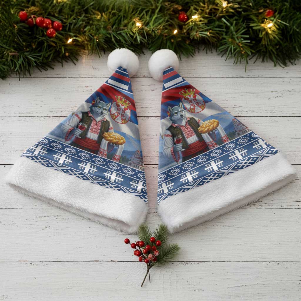 Serbia Christmas Wolf Christmas Santa Hat Vuk Serbian Mascot - Wonder Print Shop