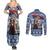 Serbia Christmas Wolf Couples Matching Summer Maxi Dress and Long Sleeve Button Shirt Vuk Serbian Mascot - Wonder Print Shop