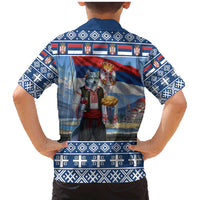 Serbia Christmas Wolf Family Matching Mermaid Dress and Hawaiian Shirt Vuk Serbian Mascot - Wonder Print Shop