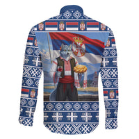 Serbia Christmas Wolf Family Matching Off The Shoulder Long Sleeve Dress and Hawaiian Shirt Vuk Serbian Mascot - Wonder Print Shop