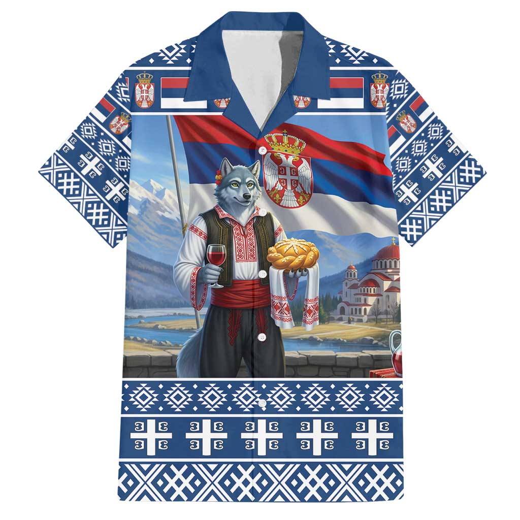 Serbia Christmas Wolf Family Matching Off Shoulder Maxi Dress and Hawaiian Shirt Vuk Serbian Mascot - Wonder Print Shop