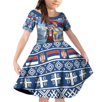 Serbia Christmas Wolf Family Matching Off Shoulder Short Dress and Hawaiian Shirt Vuk Serbian Mascot - Wonder Print Shop