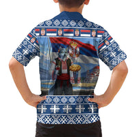 Serbia Christmas Wolf Family Matching Puletasi and Hawaiian Shirt Vuk Serbian Mascot - Wonder Print Shop