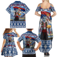 Serbia Christmas Wolf Family Matching Summer Maxi Dress and Hawaiian Shirt Vuk Serbian Mascot - Wonder Print Shop