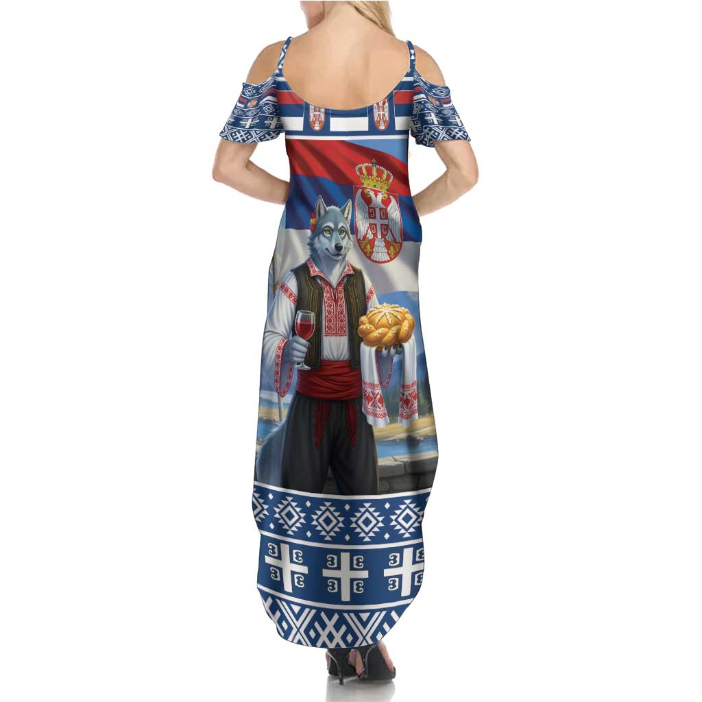 Serbia Christmas Wolf Family Matching Summer Maxi Dress and Hawaiian Shirt Vuk Serbian Mascot - Wonder Print Shop
