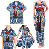 Serbia Christmas Wolf Family Matching Tank Maxi Dress and Hawaiian Shirt Vuk Serbian Mascot - Wonder Print Shop