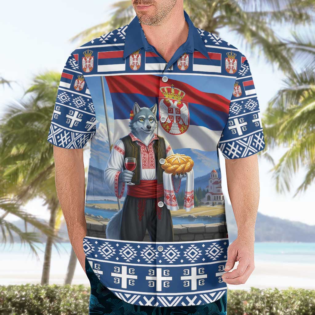 Serbia Christmas Wolf Hawaiian Shirt Vuk Serbian Mascot - Wonder Print Shop