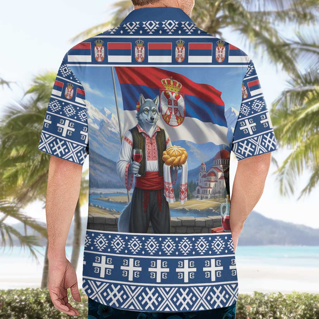 Serbia Christmas Wolf Hawaiian Shirt Vuk Serbian Mascot - Wonder Print Shop