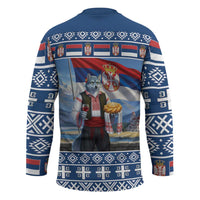 Serbia Christmas Wolf Hockey Jersey Vuk Serbian Mascot - Wonder Print Shop