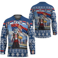 Serbia Christmas Wolf Hockey Jersey Vuk Serbian Mascot - Wonder Print Shop