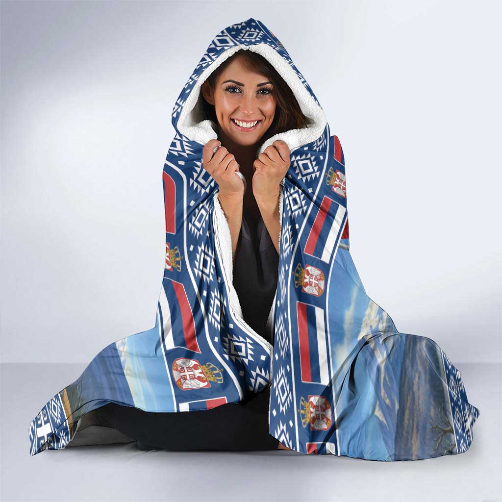 Serbia Christmas Wolf Hooded Blanket Vuk Serbian Mascot - Wonder Print Shop