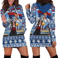 Serbia Christmas Wolf Hoodie Dress Vuk Serbian Mascot - Wonder Print Shop