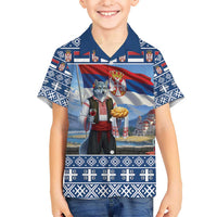 Serbia Christmas Wolf Kid Hawaiian Shirt Vuk Serbian Mascot - Wonder Print Shop