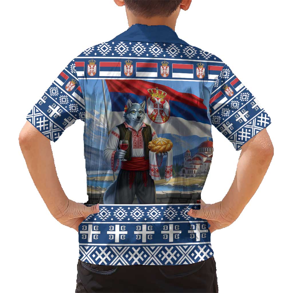 Serbia Christmas Wolf Kid Hawaiian Shirt Vuk Serbian Mascot - Wonder Print Shop