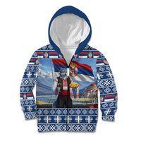 Serbia Christmas Wolf Kid Hoodie Vuk Serbian Mascot - Wonder Print Shop