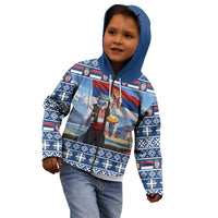 Serbia Christmas Wolf Kid Hoodie Vuk Serbian Mascot - Wonder Print Shop