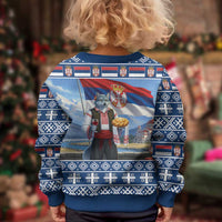 Serbia Christmas Wolf Kid Ugly Christmas Sweater Vuk Serbian Mascot - Wonder Print Shop