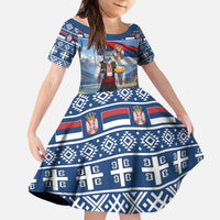 Serbia Christmas Wolf Kid Short Sleeve Dress Vuk Serbian Mascot - Wonder Print Shop
