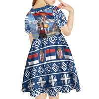 Serbia Christmas Wolf Kid Short Sleeve Dress Vuk Serbian Mascot - Wonder Print Shop
