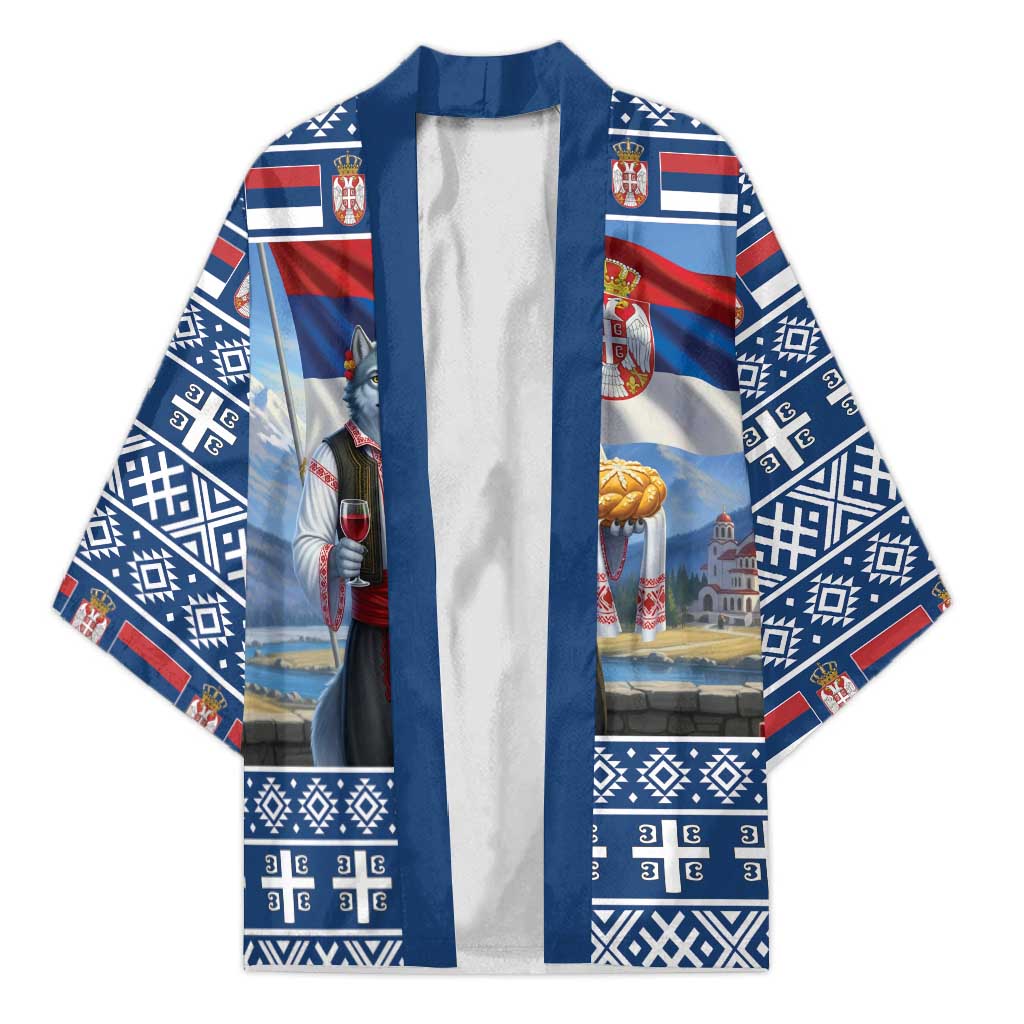 Serbia Christmas Wolf Kimono Vuk Serbian Mascot - Wonder Print Shop