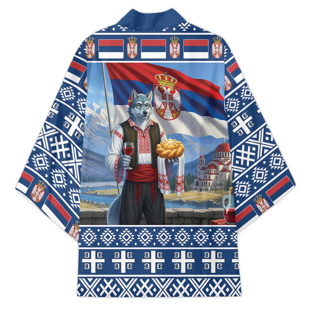 Serbia Christmas Wolf Kimono Vuk Serbian Mascot - Wonder Print Shop