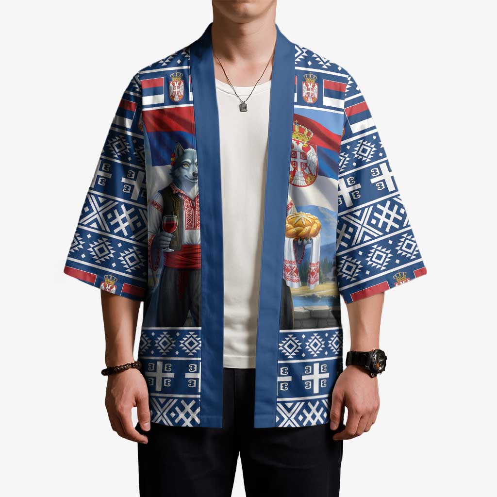 Serbia Christmas Wolf Kimono Vuk Serbian Mascot - Wonder Print Shop