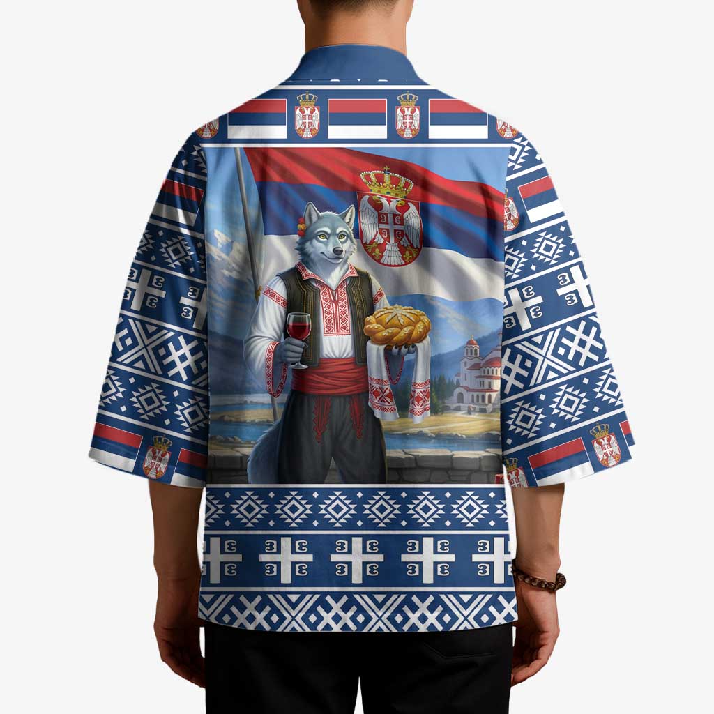 Serbia Christmas Wolf Kimono Vuk Serbian Mascot - Wonder Print Shop