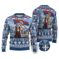 Serbia Christmas Wolf Ugly Christmas Sweater Vuk Serbian Mascot - Wonder Print Shop