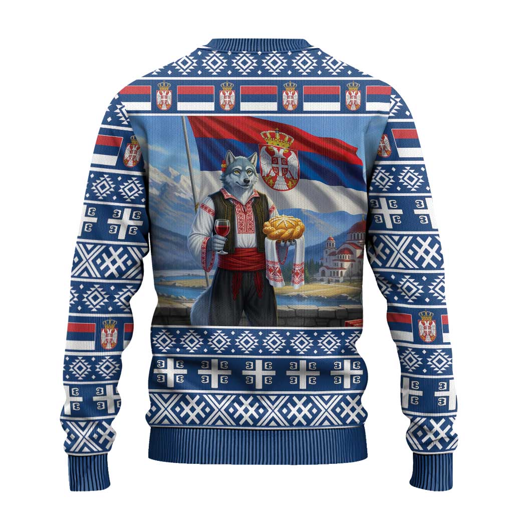 Serbia Christmas Wolf Ugly Christmas Sweater Vuk Serbian Mascot - Wonder Print Shop
