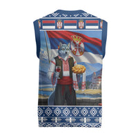 Serbia Christmas Wolf Christmas Knitted V-Neck Vest Vuk Serbian Mascot - Wonder Print Shop