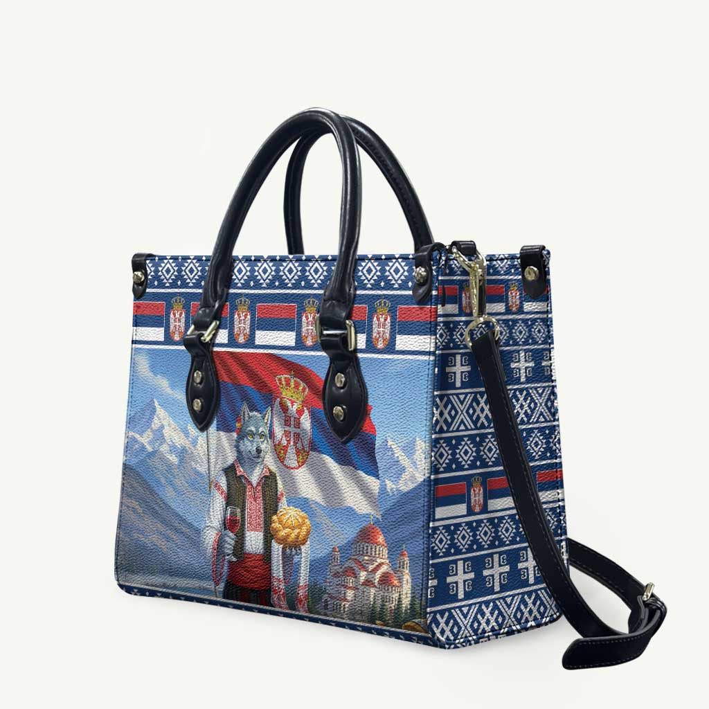 Serbia Christmas Wolf Leather Bag Vuk Serbian Mascot - undefined